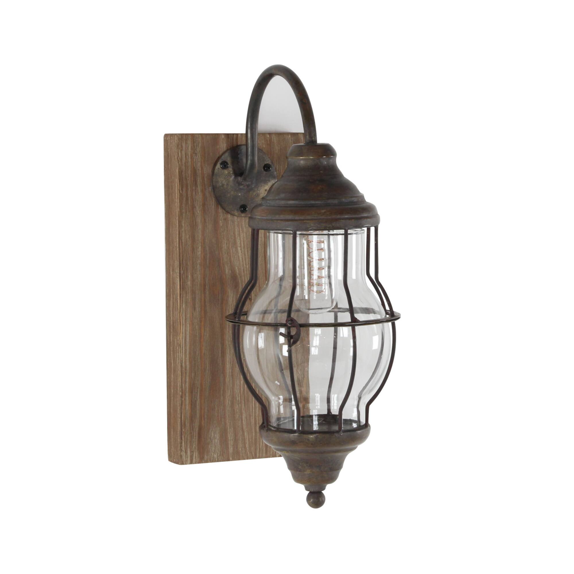 17" Brown Iron Industrial LED Wall Sconce